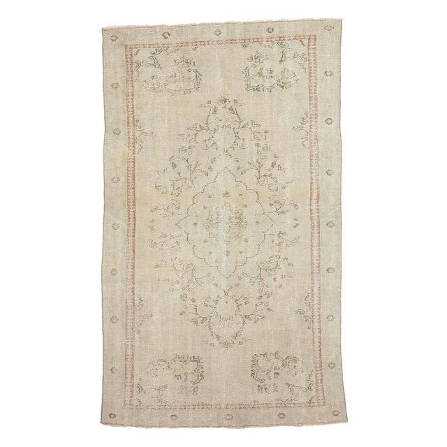 Textile 1960s Vintage Washed Out Faded Rug- 5′10″ × 9′10″ For Sale - Image 7 of 7