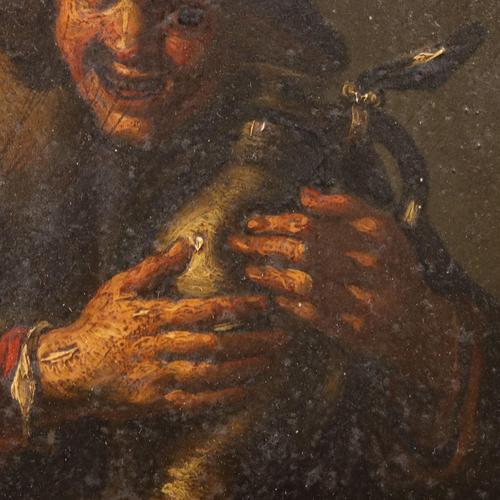 Peasant with Amphora, 1700s-1800s, Oil on Slate For Sale - Image 5 of 11