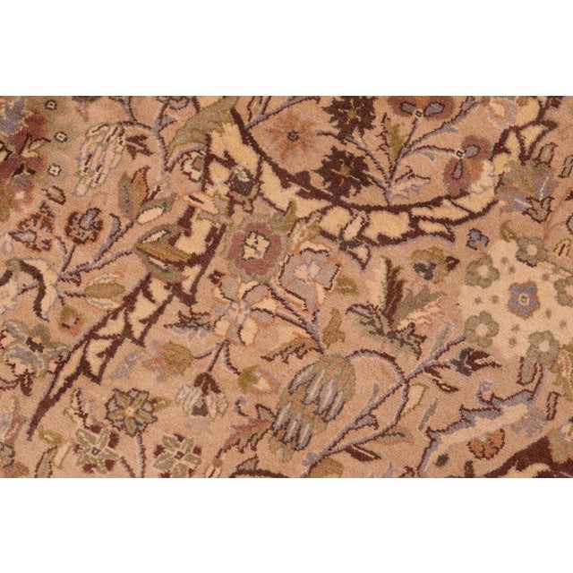 Boho Chic 1990's Floral Pak-Persian Taupe/Brown Wool Rug - 6'1'' X 9'7'' For Sale In New York - Image 6 of 9
