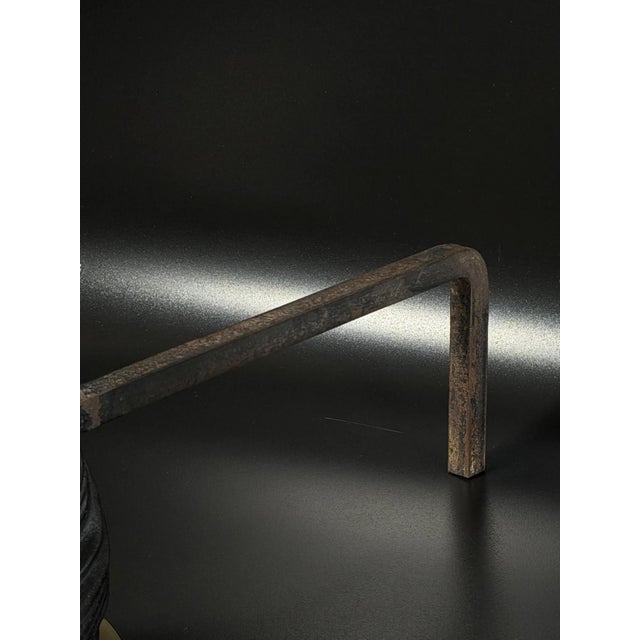 Black French Horse Head Andirons in Brass and Iron, 1950s, Set of 2 For Sale - Image 8 of 17