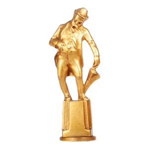 Early 20th Century Art Déco Golden Bronze Small Sculpture/Figurine Seal of a Gentleman, England