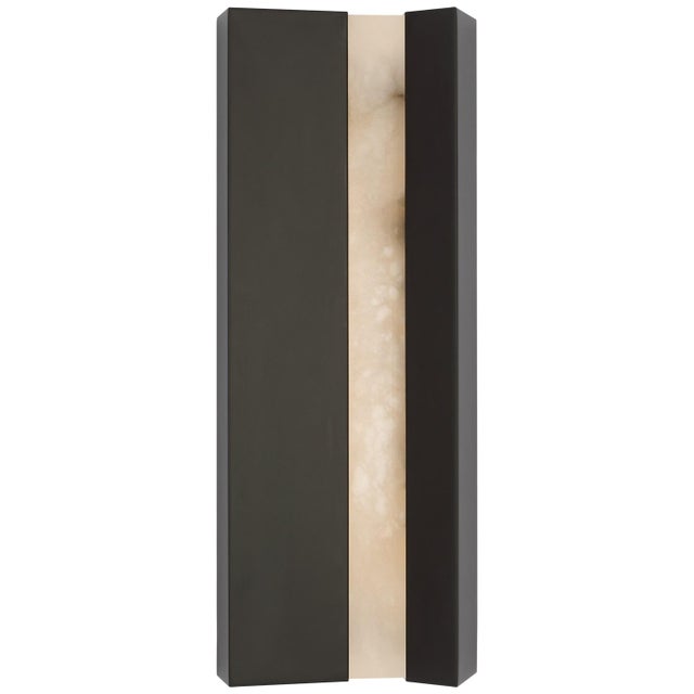 Anne-Marie Barton for Visual Comfort Signature Austera 20" Sconce in Matte Carbon with Alabaster For Sale