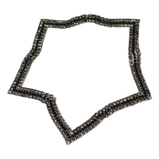 Vintage American Designer Alexis Kirk Clear and Black Rhinestone Star Necklace Choker For Sale