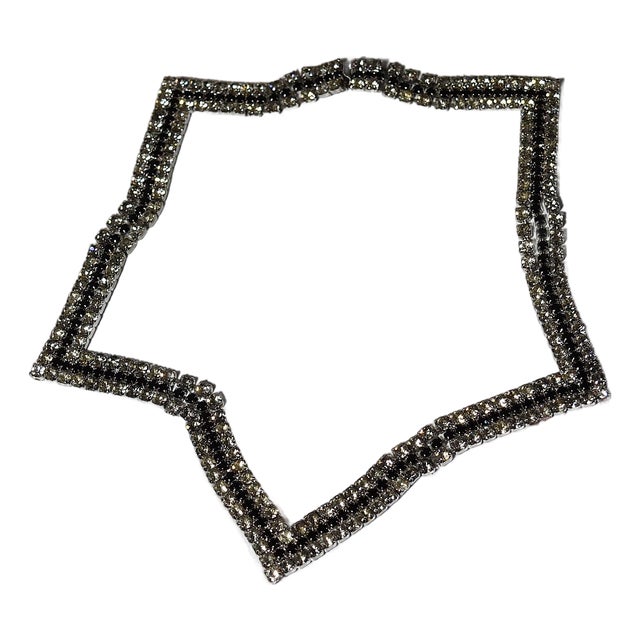 Vintage American Designer Alexis Kirk Clear and Black Rhinestone Star Necklace Choker For Sale
