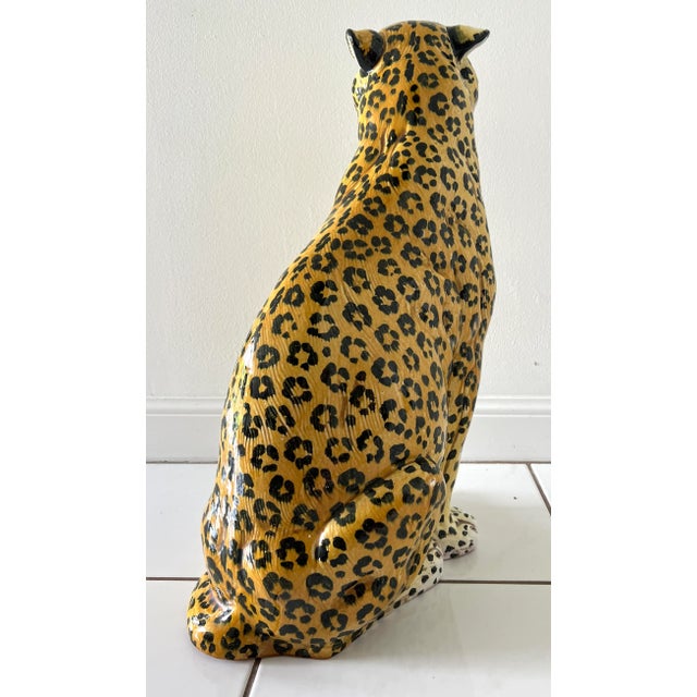 Italian Glazed Terracotta Leopard Figure, 1960s For Sale In Miami - Image 6 of 13