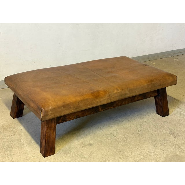 Brown Large Gym Table in Leather, 1960s For Sale - Image 8 of 8