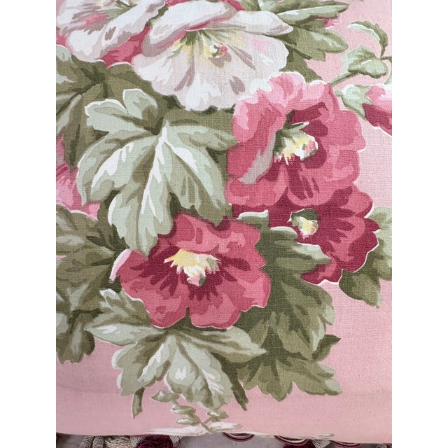 Dark Pink Early 20th Century American Broad Cloth Tasseled Floral Pillows/a Pair For Sale - Image 8 of 11