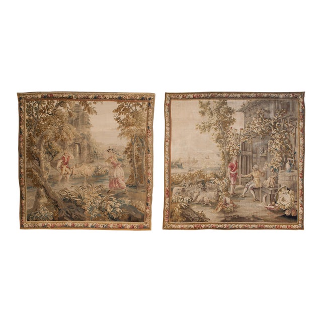 Antique Pair of Tapestries Circa 1880's For Sale