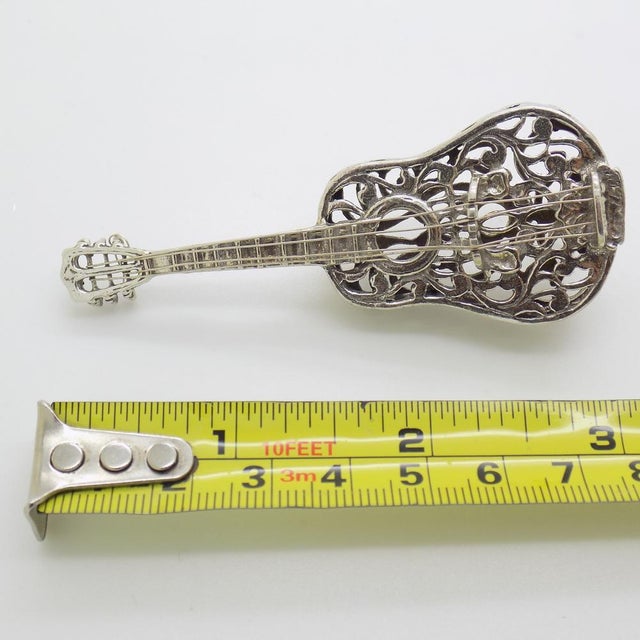 Vintage Italian Handmade Silver Guitar, Tuscany, 1980s For Sale - Image 11 of 12