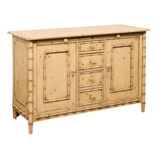 Early 20th Century English Sideboard W/ Faux Bamboo Trim For Sale