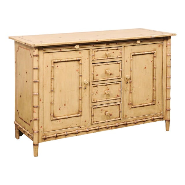 Early 20th Century English Sideboard W/ Faux Bamboo Trim For Sale