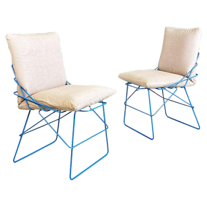 Set of Italian Modern Sof Chairs in Metal and Fabric by Enzo Mari for Driade, 1980s