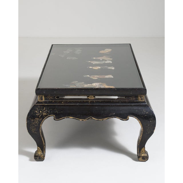 Mid 20th Century France Chinoiserie Black Wood Coffee Table For Sale - Image 11 of 11