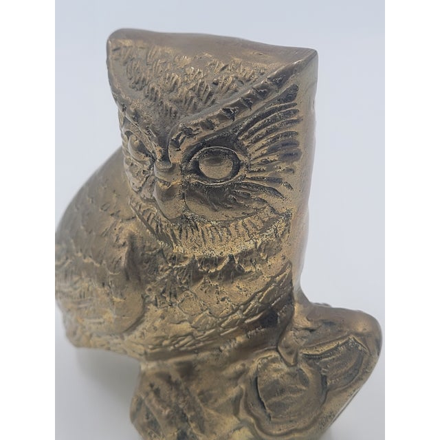 Mid 20th Century Brass Owl on Branch Figurine For Sale - Image 12 of 12