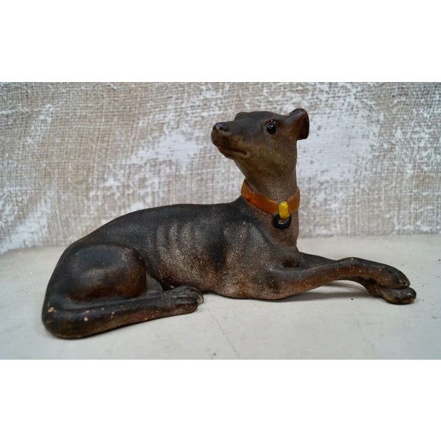 Ceramic Antique Terracotta Greyhound Sculpture For Sale - Image 7 of 9