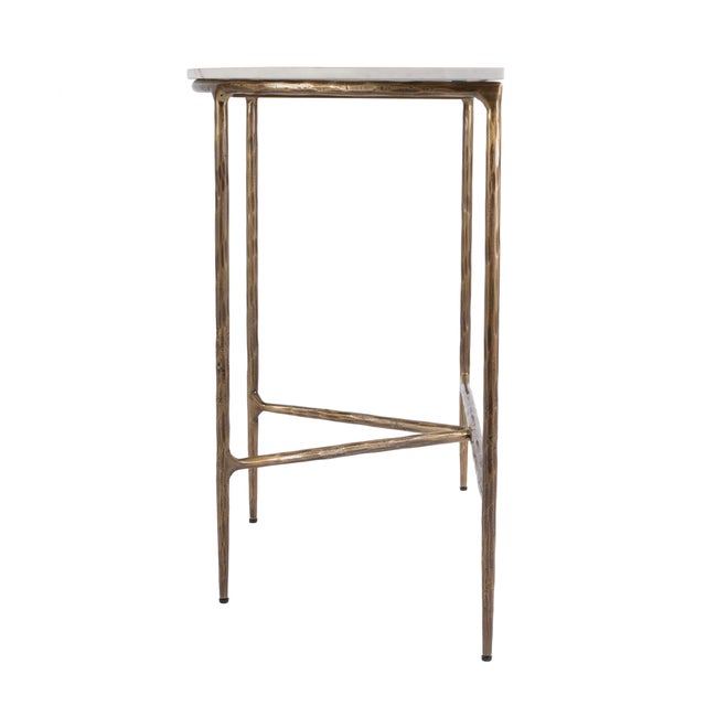 Spritely Home Accent Furniture Evelyn 36.5 in. W Demilune Marble and Iron Console Table, Marble and Metal For Sale - Image 4 of 7