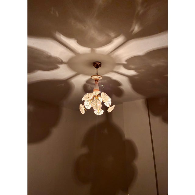 Mid 20th Century Italian Handmade Porcelain & White Murano Glass Daisy Chandelier For Sale - Image 12 of 18
