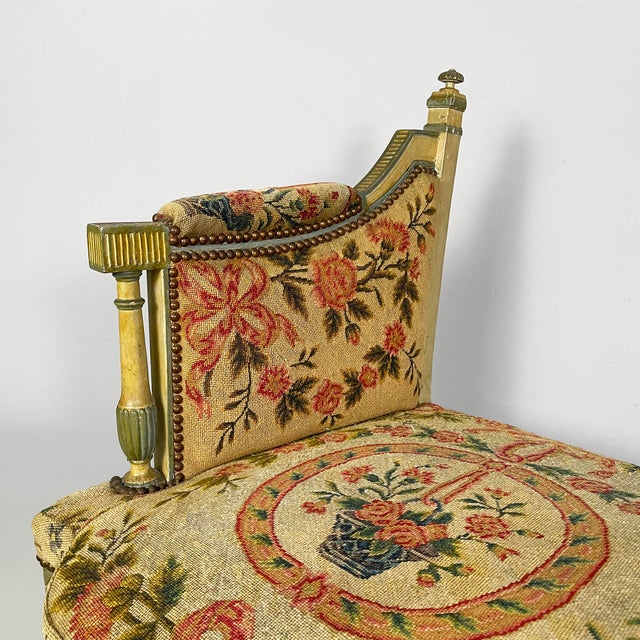 Italian Bench in Wood and Fabric, 1800s For Sale - Image 6 of 18