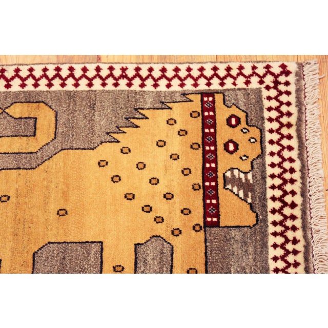 Tribal Nazmiyal Collection Vintage Persian Lion Gabbeh Rug 2 Ft X 3 Ft For Sale - Image 3 of 7