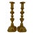 Antique Pair of 19th Century Square Based Brass Push-Up Candlesticks From England For Sale