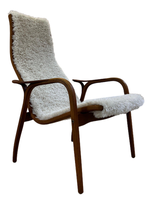 Lamino Armchair with Fur Upholstery by Yngve Ekström for Swedese