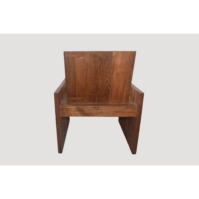 Andrianna Shamaris Minimalist Teak Wood Spa Chair For Sale - Image 4 of 6
