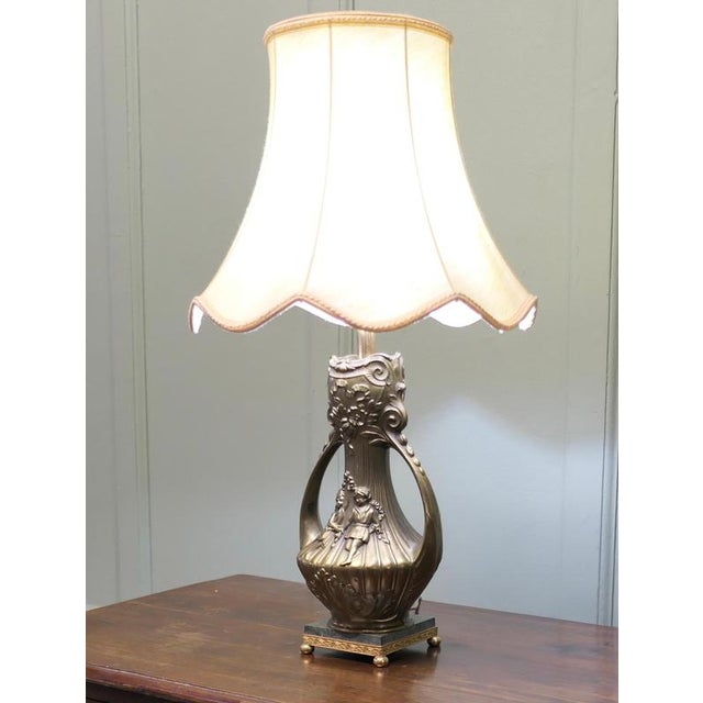1930s Large Brass Table Lamp, 1930 For Sale - Image 5 of 7