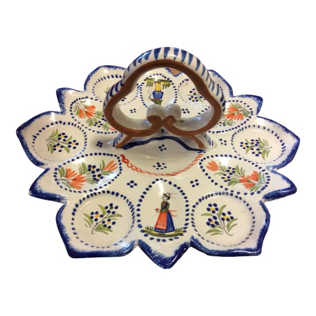 Late 20th Century Henri Quimper Oyster Serving Platter For Sale