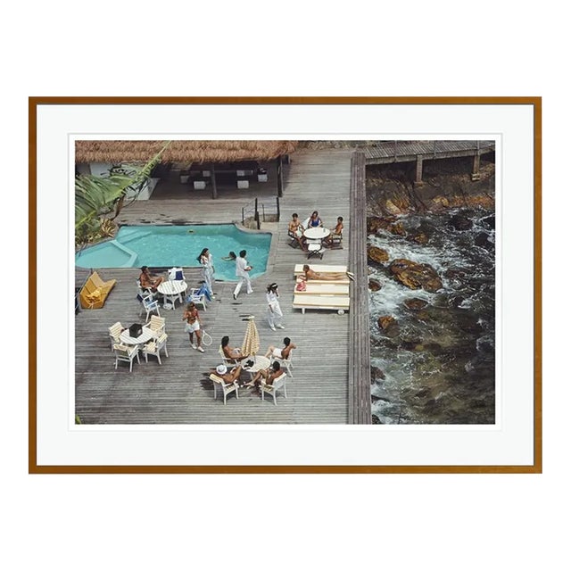 Contemporary Decking by the Sea 1988 by Slim Aarons Brown Framed C-Print For Sale