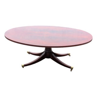 Vintage Duncan Phyfe Coffee Table W/ Pedestal Base on Casters For Sale