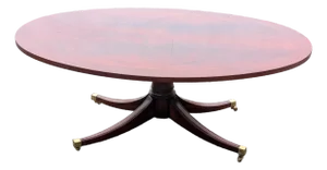 Vintage Duncan Phyfe Coffee Table W/ Pedestal Base on Casters