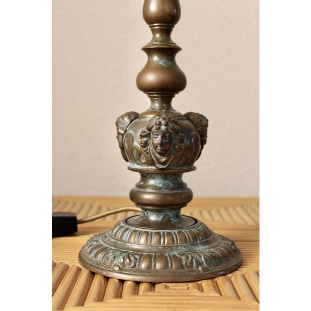 Art Deco Neoclassical Bronze Table Lamp, France, Early 20th Century For Sale - Image 10 of 11