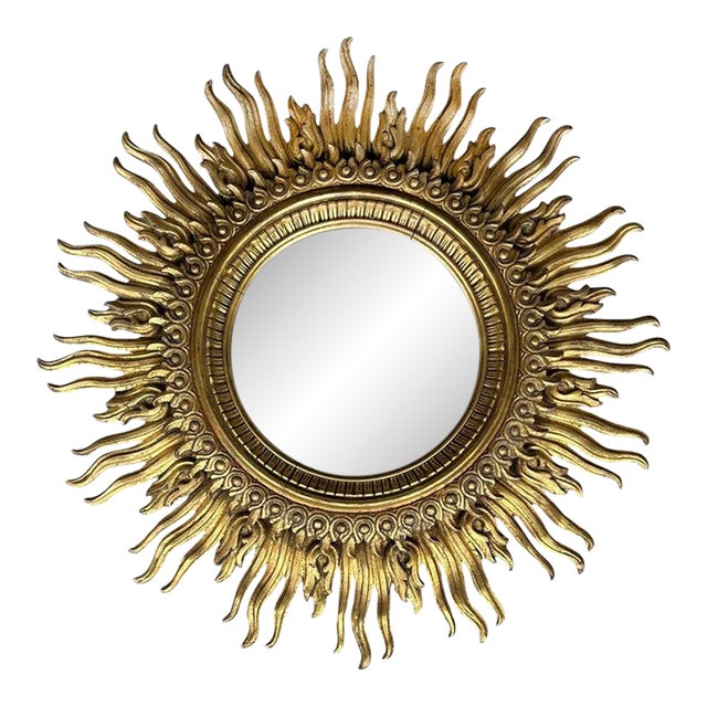 Monumental Francisco Hurtado, Carved Sunburst Wall Mirror For Sale
