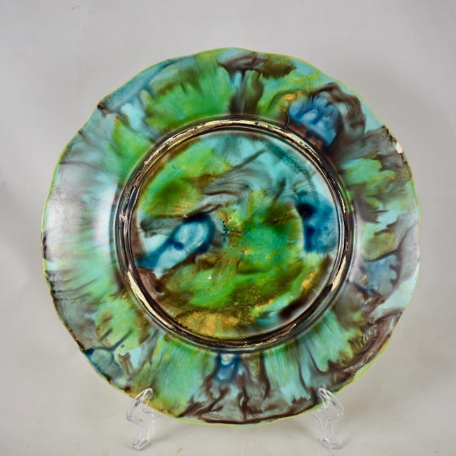 Green Samuel Alcock & Co. Strawberry & Grape Leaf Plate, For Sale - Image 8 of 13