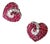 Late 20th Century 14K White Gold Ruby Diamond Designer Heart Stud Earrings, Pair For Sale
