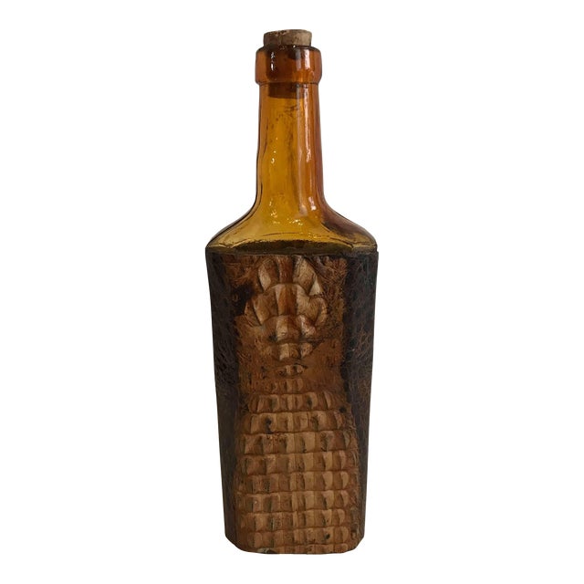 Early 20th Century Crocodile Amber Glass Bottle from Germany For Sale