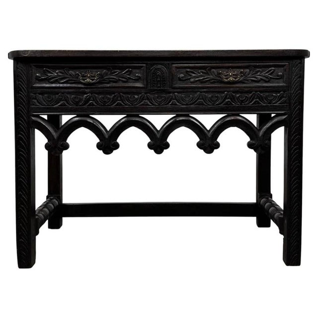 Antique Gothic Style Side Table in Carved Oak, 1800s For Sale - Image 12 of 12