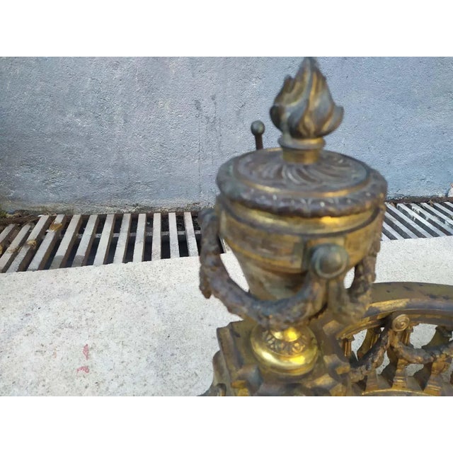 Louis XVI Style Gilt Bronze Fireplace Andiron For Sale - Image 13 of 18