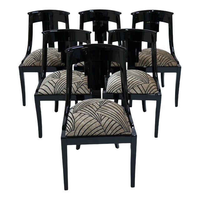 Art Déco French Gondola Chairs, 1930s, Set of 6 For Sale