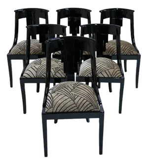 Art Déco French Gondola Chairs, 1930s, Set of 6