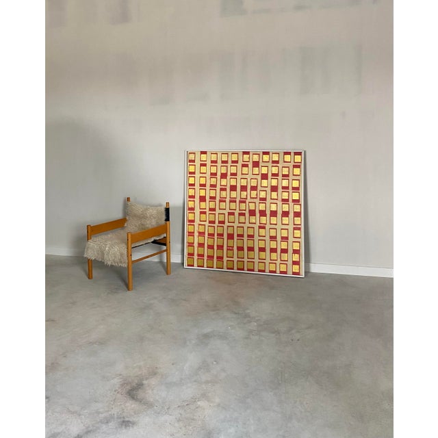 Early 21st Century 49" Minimalist Organic Modern Gold Foil Grid Painting For Sale - Image 5 of 17