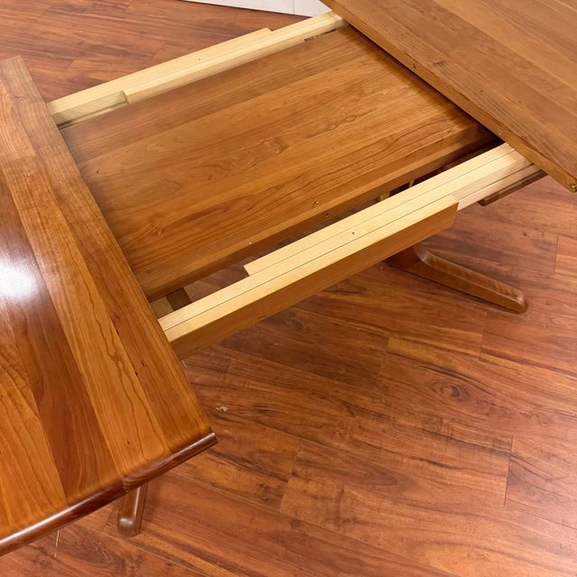 Danish Solid Cherry Oval Dining Table With 2 Leaves - 70"-108" For Sale - Image 4 of 10