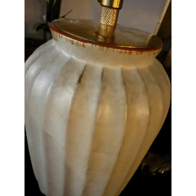 Cream Art Deco Ceramic Table Lamp from Upsala-Ekeby, 1940s For Sale - Image 8 of 12