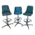 1960s Chrome Craft Style Blue Home Bar With 4 Swivel Blue Bar Stools 5 items For Sale