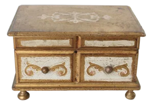 Antique Italian Florentine Musical Jewerly Box