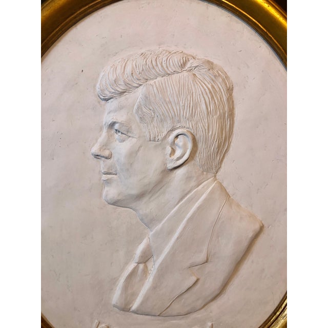 White Early 20th Century David Adickes, Texas Artist David Pryor Adickes John F Kennedy Bas Relief Painted Sculpture For Sale - Image 8 of 11