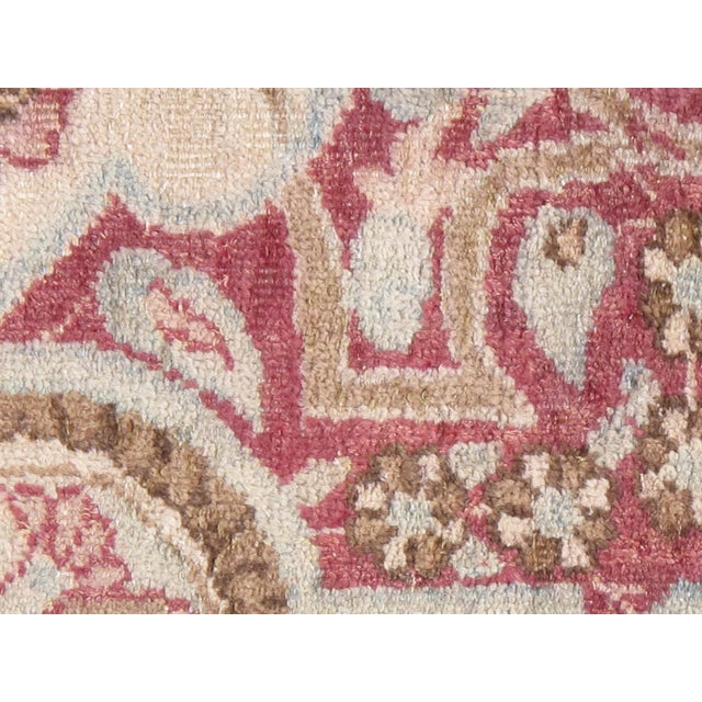Antique Kerman Carpet, Handmade Persian Rug Wool Carpet Lt Blue, Beige and Coral For Sale - Image 16 of 18