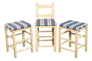 Farmhouse Style Set of Three Distress Painted Bar Stools