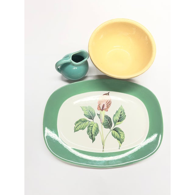 Ceramic 1940s Mid-Century Modern Ceramic Platter Pitcher Bowl - Set of 3 For Sale - Image 7 of 7
