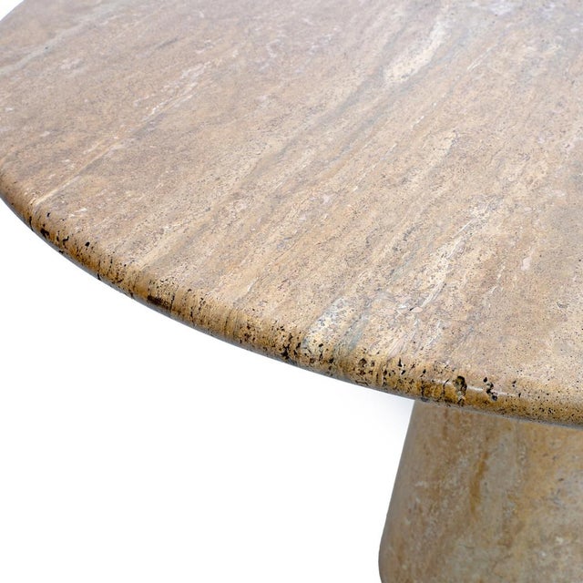 Round Travertine Dining Table attributed to Angelo Mangiarotti, 1970 For Sale - Image 6 of 7